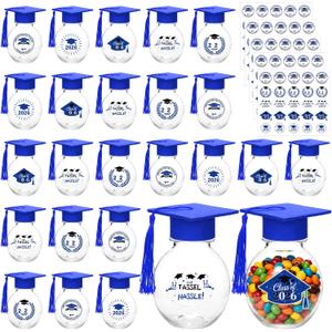 25 Pcs Graduation Cap Candy Jars with Tassels & Stickers - 2026 Graduation Party Favors, Graduation Candy Containers Bulk for DIY Grad Table Party Supply Gifts