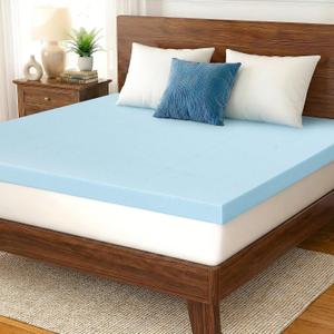 King Mattress Topper, 2 Inch Gel Memory Foam, Balanced Comfort, Pressure Relief, Ventilated Breathable Design, CertiPUR-US Certified, Blue