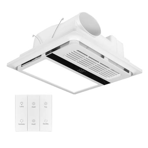 xugossio All-in-One Bathroom Heater Fan with Light | 1800W Rapid Heat, Whisper-Quiet Design, Easy Install | Ceiling Mounted Bath Heater with Remote & Exhaust Fan