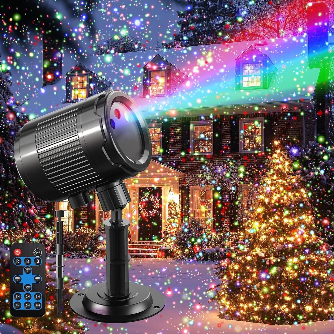 Christmas Laser Projector Light Outdoor: RGB 3 Colors Firefly Moving Laser Lights, IP65 Waterproof Star Projector Lights Show Decor for Garden Yard Holiday Party, Christmas Halloween New Year Gift