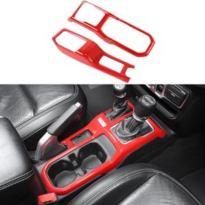 JeCar Red Center Console Gear Shift Cup Holder Panel Cover Fit for 2018-2025 Jeep Wrangler JL JLU Gladiator JT Interior Trim Accessories