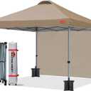 MASTERCANOPY Durable Pop-up Canopy Tent with 1 Sidewall (10'x10',Khaki) (10x10)