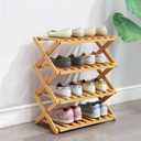 4 Tier Bamboo Shoe Rack,Portable Folding Shoe Storage Rack,Without Installation Small Shoe Rack Perfect for Corridors, Bedrooms and Small Spaces (4 Tier)
