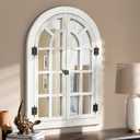 Arched Wall Mirror -Window Mirrors for Wall Decor Wood Frame Farmhouse Decor Like Window for Bedroom, Living Room, Entrance, Dining Room (36"L x 24"W), White Wood 