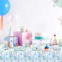 81 PCS Elephant Party Tableware Supplies, Disposable Blue Plates Cups Napkins Tablecloth Elephant Dinnerware Set for Anniversary Baby Shower Birthday Party Thanksgiving Christmas Decor, Serves 20