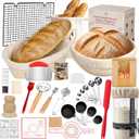 52 Pcs Sourdough Starter Kit, Sourdough Bread Baking Supplies with 9" Round & 10" Oval Banneton Bread Proofing Basket, Cooling Rack, Sour Dough Starter Jar, Bread Making Kit Gifts for Women Wife Mom