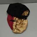 2 Pcs Adjustable Silk Hair Bonnet for Sleeping, Satin Lined Sleep Cap for Women and Men, Silk Hair Wrap Slouch Beanie. (Medium-Large, Black & Red)