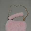 Heart Shaped Faux Fur Clutch Purse Fluffy Crossbody Shoulder Bag for Women Valentine (Light Pink)