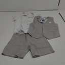 Summer Boys Suit Dress Clothes Kids Wedding Ring Bearer Outfit 3Pcs Shirt Vest Shorts Set  ,Size 130 , Color: Grey