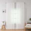 Simplebrand Ivory Sheer Curtains 84 Inches Long, Light Filtering Rod Pocket Solid Color Window Sheer Curtain Panels, Elegant Curtains & Drapes for Living Room, Bedroom 2 Panels (Ivory, 42" W x 84" L)