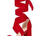 GENSHUO Women's Chunky High Heels Lace Up Strappy Block Sandals Open Toe Sexy Dress Heel Comfortable Prom Wedding Homecoming Party Graduation Shoes Red Size 8