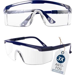LANON Anti-Fog Safety Goggles with Adjustable Temples, 2.5 Times ANSI Z87.1 Double-sided Antifog, Side Protection, High Transmission, Lightweight & Comfortable Safety Glasses