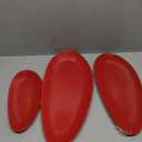 vicrays Large Oval Serving Platters, 16"/14"/10" Porcelain Serving Platters for Party, BBQ,Stackable Serving Trays Serving Plates for Appetizers, Sushi, Restaurant, Dessert, Set of 3 (Red)