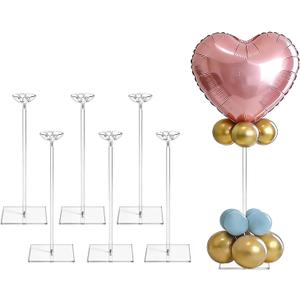 HONTUU 6 Pack Clear Acrylic Balloon Stand Kit, 15.75 Inch Reusable Balloon Sticks Holder With Base Perfect for Tabletop Centerpiece Party Event Decorations (15.75" 6 Pack)
