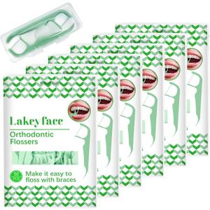 300 Count Orthodontic Flossers for Braces with Floss Dispenser, Braces Flossers for Kids Teeth & Adults, Dental Floss for Braces, Dental Floss Picks, 50 Count Bag, (Pack of 6)