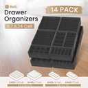 Reli. Sock Organizer (14 Pack) | 132 Cell Underwear Organizer | Drawer Dividers for Underwear, Sock, Tie, Bras, Clothing, Baby Clothes | Foldable Fabric Storage Bins for Drawer, Closet, Dresser (Gray)