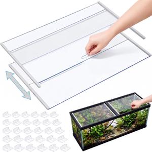 Sieral 2 Pcs Sliding Aquarium Lids Fits for 33/40/55 Gallon Fish Tank Lid
22.95 x 11.5 x 0.12 Inch, with 30 Top Cover Clips, Polycarbonate, with Handle, Sliding Rail Version, Clear