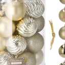 Sibosen Christmas Ball Ornaments, 34 Count Pre-Strung Xmas Balls, Shatterproof Barrel Packed Balls for Holiday Party Wreath Tabletop Tree Decorations, 3.15 Inch, Ivory