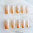 Glossy Cat Eye Ballerina Press-On Acrylic Nails, Coffin Style (Orange, XS), Set of 3