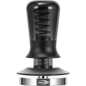 IKAPE 58.35mm Semi-Transparent Espresso Coffee Tamper, Premium Barista Coffee Tamper with Calibrated Spring Loaded, Threaded Stainless Steel Base Tamper for Espresso Machine(New Upgrade)