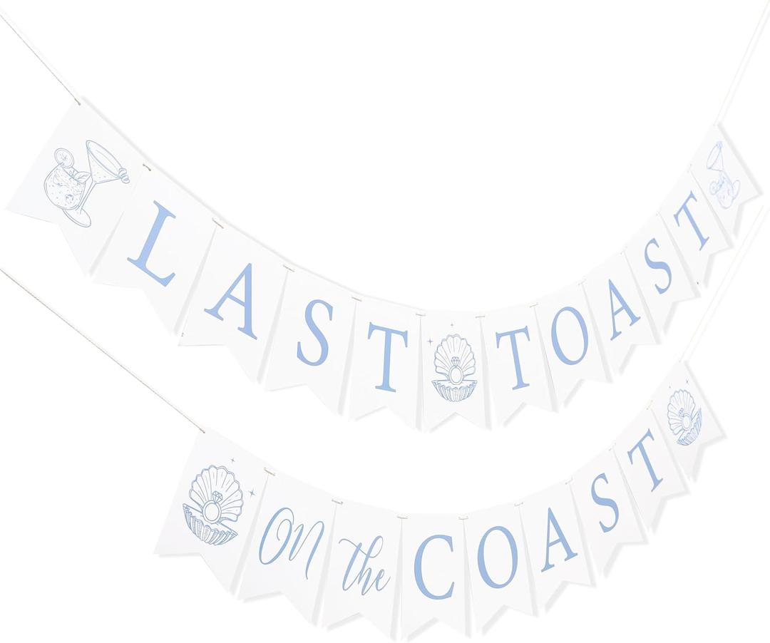 Last Toast On The Coast Banner - Coastal Bachelorette Party Decorations,Coastal Bridal Shower Decor Banner Sign,Seashells And Wedding Bells Garland (Last Toast banner)