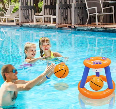 Pool Toys Games Set-Inflatable Pool Basketball Hoops, Floating Swimming Game Toy, Swimming Pool Game for Kids and Adults, Backyard Beach Summer Toys
