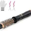 Round Hair Blow Dryer Brush - 1.2 Inch Ceramic Barrel Hair Dryer Brush for Short/Middle Hair, One Step Drying, Volumizing, Straightening and Styling, Negative Ionic Dryer Brush (Black-Golden, 1.2)
