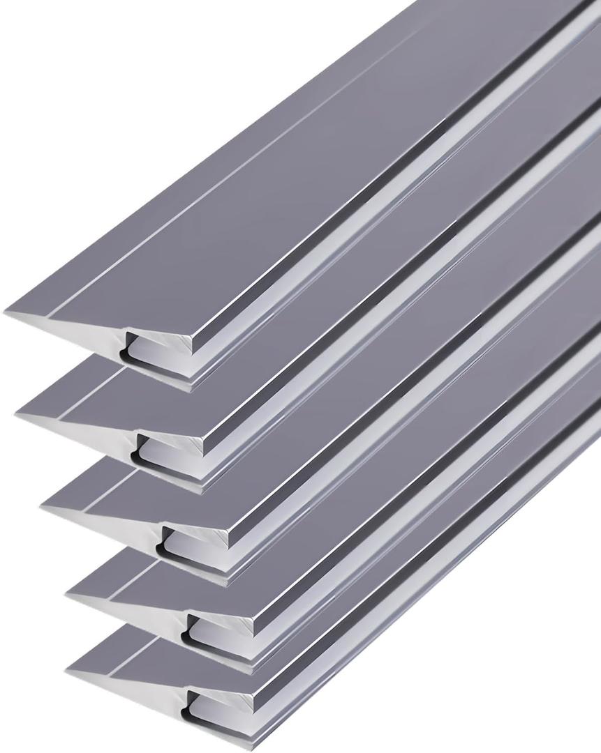 5Pack 1M/3.3ft Ultra-Thin Led Aluminum Profile, 45 Oblique Lighting Cabinet LED Lamp, Invisible H7mm Surface Mounted Wardrobe Layer Shelf Panel Hard Bar Strip Light Channel System(Gray)