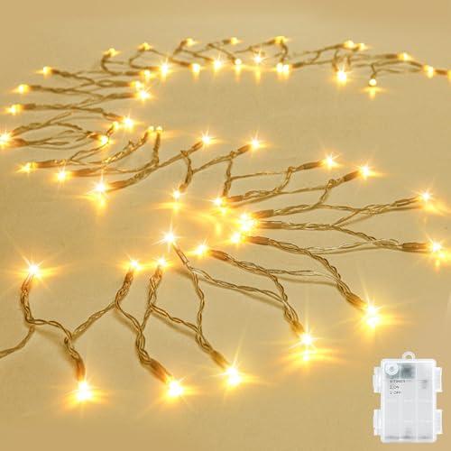 cshare String Lights Outdoor Waterproof 9.8ft 30 LED, Warm White Fairy Lights Battery Operated with Timer Clear Wire for Indoor & Outdoor Decorations Garland Party Garden