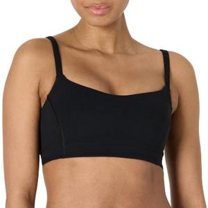 Amazon Essentials Women's Active FormFlex Buttery Soft Light Support Sweetheart Neck Yoga Sports Bra (Black, S)
