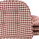 Klear Vu Omega Non-Slip Chair Cushions, Assembled in USA, U-Shaped Skid-Proof Seat Pads for Dining Room, Kitchen, Office, 15"x16", 4 Pack, Gingham Red 4 Count