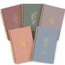 Gueevin 5 Pack Spiral Notebook Aesthetic School Supplies A5 Wide Ruled 160 Pages/ 80 Sheets Cute Notebook for Work Students School Office Supplies(Soft Colors,Classic)