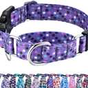 Reflective Martingale Collar for Dogs with Quick Release Buckle Cute No Pull Training Dog Collars (Purple Polka Dot, Large)