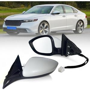 Left Driver side Mirror Fits 2023 2024 2025 Honda Accord with Power Glass Without Heated Without Turn Signals Without Blind Spot Match Platinum White Pearl (3Pins)