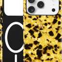 Jusy Compatible with MagSafe Golden Tortoise Shell Print Phone Case for iPhone 17 Pro, Amber Trendy Luxury Magnetic Soft TPU and Hard PC Protective Phone Cover for Women Girls - Golden