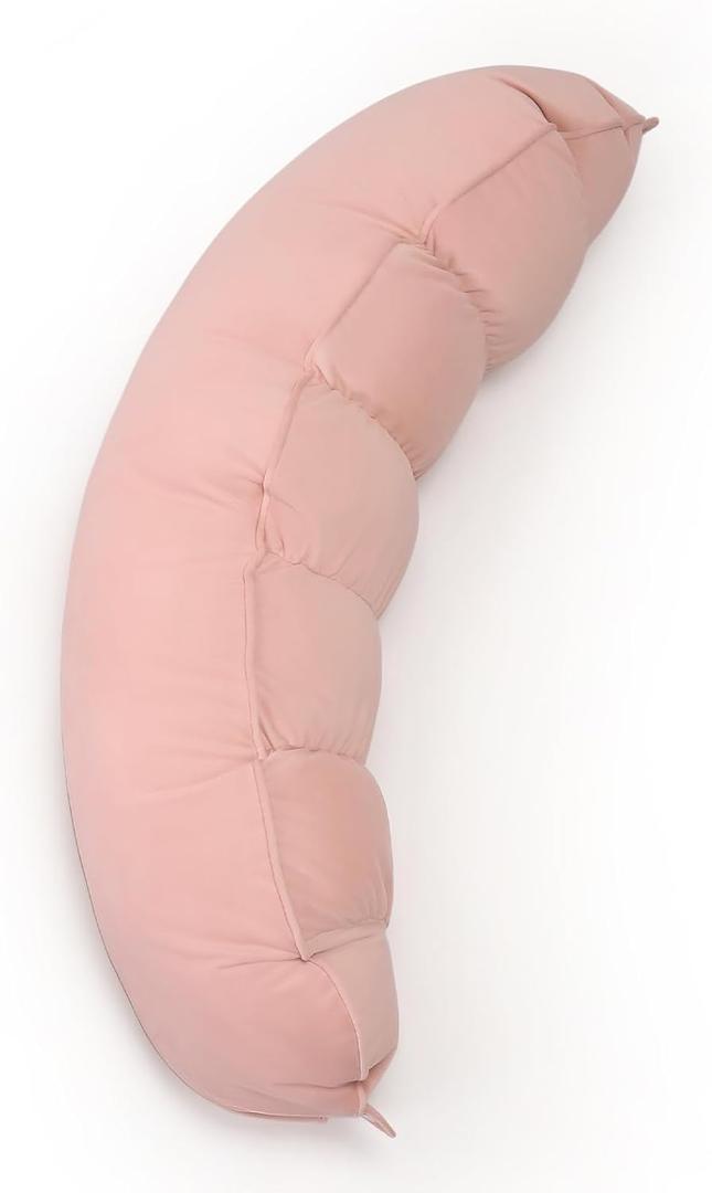 Peallow(Pat. Pend)  Long Round Body Pillow for Adults, Bolster Pillow for Sleeping, Soft and Supportive Pillow for Sleeping & Lumbar Support (29.5", Soft Pastel Pink)