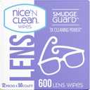Nice 'N CLEAN SmudgeGuard Lens Wipes (600 Total Wipes) | IndividuallyWrapped, PreMoistened, AmmoniaFree Lenses Wipes | Lens Cleaning Wipes for Eyeglasses, Camera Lens, Goggles, Sunglasses