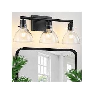 CCYCOL Black Bathroom Light Fixtures - 3-Light Bathroom Vanity Lights Over Mirror with Milky White Glass Shade, Modern Bath Wall Sconce Lighting Vanity Lights for Bathroom, Bedroom, Hallway