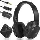 Wireless Headphones for TV Watching, 2.4G RF Headset for Seniors, Optical & 3.5mm Connection Transmitter, Plug-n-Play 100ft Range 48H Playtime, No Delay, Easy Setup, Gift for Parents and Elderly