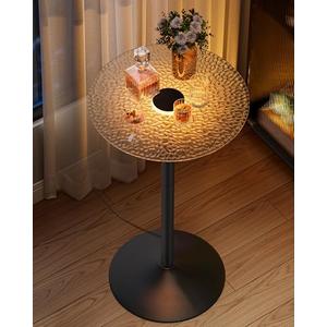 Amazon.com: VASAGLE Round Bar Table, 41.3 Inches Tall Cocktail Pub Table with Multi-Colored Lights and Glass Top, Large Steel Base, for Kitchen, Bistro, Parties, Cloud White and Ink Black : Home & Kitchen
