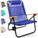 Water Buffalo Bondi Beach Chair  Backpack Beach Chair for Adults with Reclining Positions, Cup Holder & High Back Support (Navy)