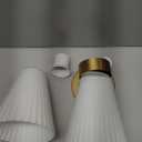 Gold Sconce Wall Lighting, HWH Single Wall Vanity Light Fixture Brushed Gold Wall Sconce Lamp, Modern Indoor Up Down Wall Light with Frosted Milk White Striped Glass Shade, 5HZG97B-2W BG