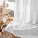 MIULEE White Linen Curtains 105 Inch Long 2 Panels for Bedroom Living Room, Soft Thick Linen Textured Back Tab Window Drapes Semi Sheer Light Filtering Rod Pocket Modern Farmhouse Decor