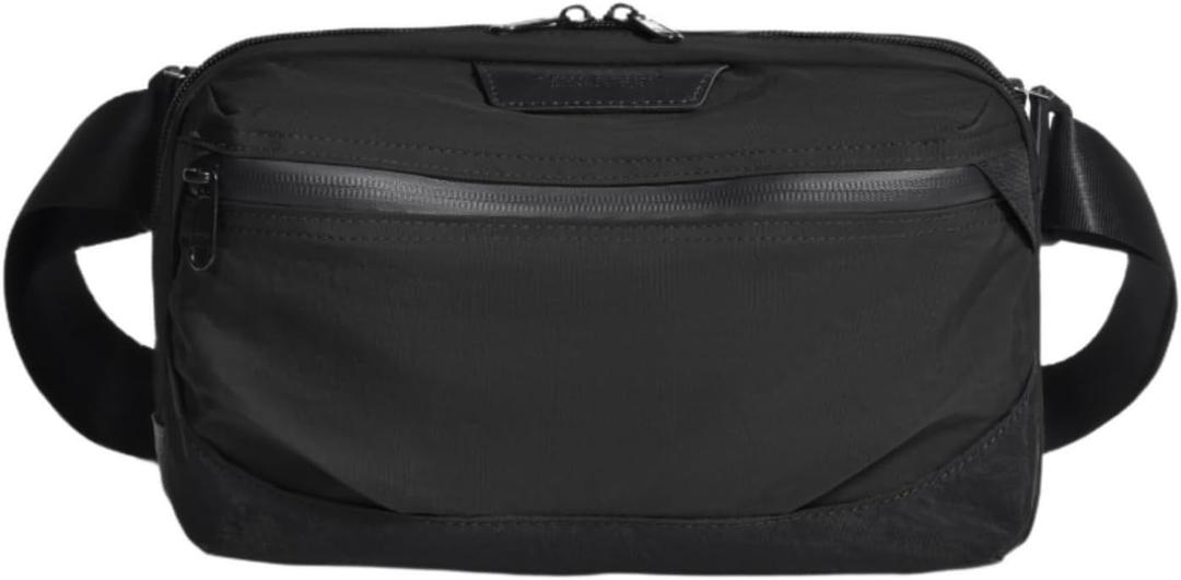 Leaper Small Crossbody Bags for WomenLightweight Fanny Packs with Adjustable Shoulder Strap - Water-resistant Nylon Sling Bag for Men - Fashion Cross Purse for Travel Everyday - Black