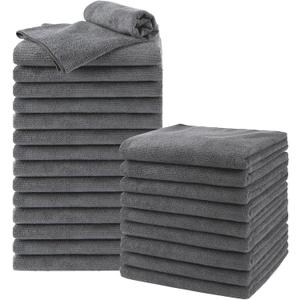 UNIMADE Salon Towels 24 Pack, Super Soft Microfiber Gym Towels, Highly Absorbent Hair-Drying Cloth for Gym, Bath, Spa Use and Home Beauty Care - Grey (16x29 inch)