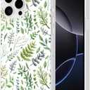 Case Compatible with iPhone 16 Pro Max, Green Botanical Pattern Aesthetic Phone Case for Women Girls Men Shockproof Protective Phone Cover - Greenery