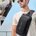 Sling Bag for Men | Anti-theft Crossbody Bag - Crossbody Shoulder Chest Bag | Anti-Theft, USB, Waterproof