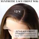 26 Inch Brown Highlight Synthetic Lace Front Wig 13x4 Long Wavy Glueless Wigs for Women Mixed Sand Blonde 180% Density Pre Plucked Natural Hairline Heat Resistant Fiber