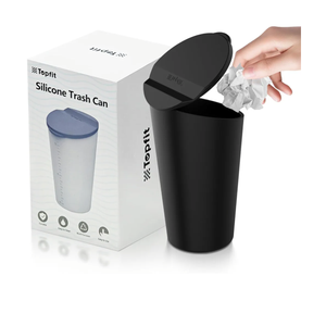 BMZX Car Trash Can with Lid Small Cup Holder Door Pocket Garbage Can Bin Trash Container Fits Auto Home Office, Black 1 Pack