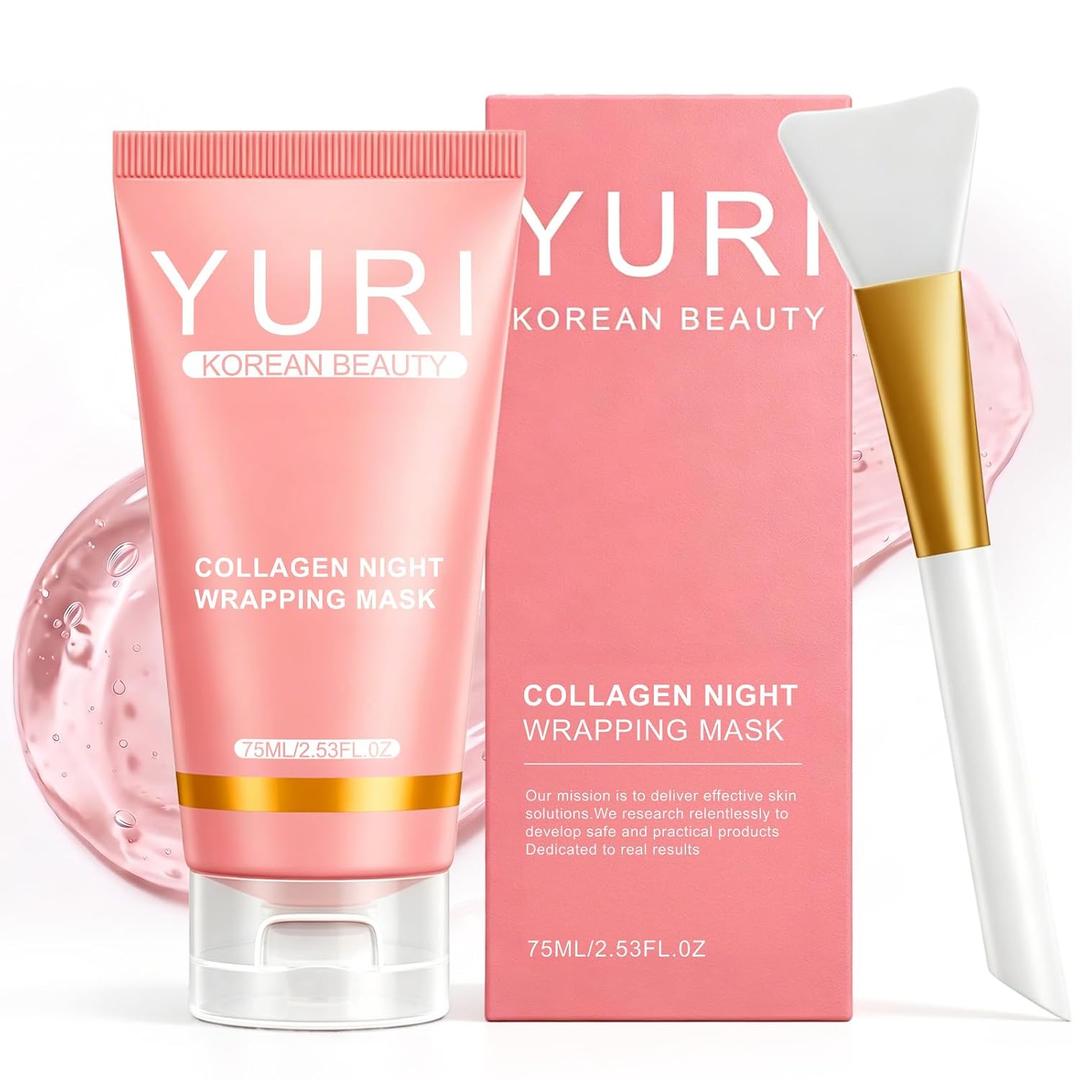 YURI Collagen Night Wrapping Mask, Peel Off, 2.53 fl oz